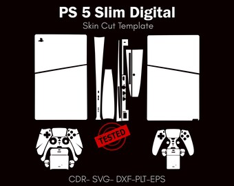 PS5 slim digital edition skin cut vector file | Template Layout | skin template | decal, Svg | Cricut, silhouette, DIY wrap, PlayStation 5
