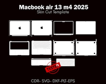 MacBook Air 13 Inch M4 2025 skin cut vector file | Template Layout | skin template | decal, Svg | Cricut, silhouette, DIY wrap, sticker