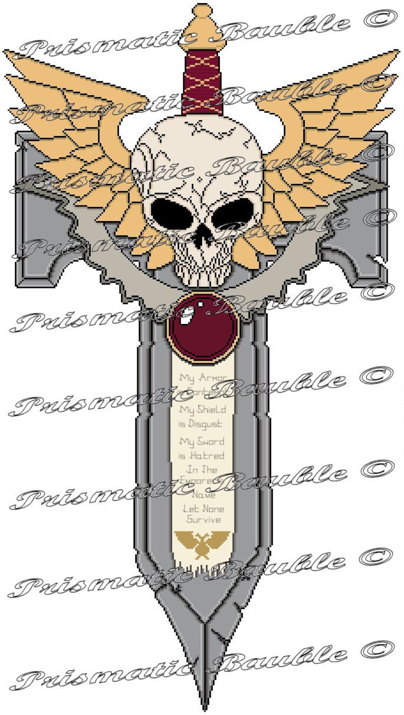 In the Emporers Name Cross Stitch Pattern Warhammer 40K Sword Pledge