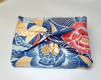 Fabric gift wrap - upcycled fabrics. Sustainable, reusable furoshiki cloth