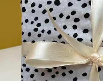 Set of 3 fabric gift wraps - upcycled fabrics. Sustainable, reusable furoshiki cloth
