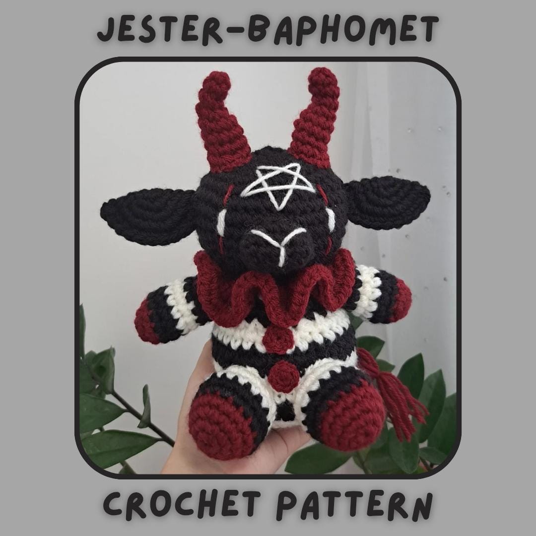 30 Baphomet Crochet Patterns for Cute, Creepy Amigurumi Fans 13 Jester-Baphomet Crochet Pattern