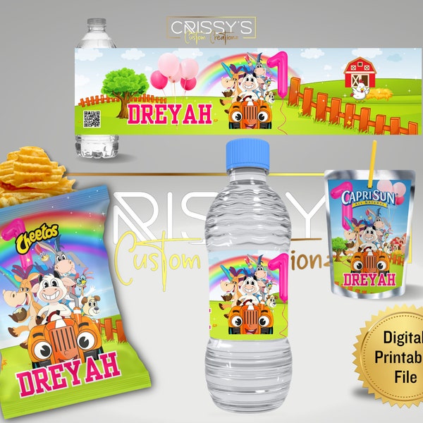 La Vaca Lola  Birthday Party Bundle Chip Bags Treats and Water Bottle Decorations Favors Digital Templates