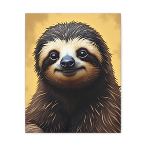 Whimsical Sloth Canvas Art Print, Cute Sloth Decor, Animal Wall Art, Perfect Gift for Animal Lovers, Nursery and Kid&#39;s Room