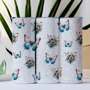 Colorful Butterflies Tumbler Wrap, 20oz Tumbler Wrap, Instant Digital Download Only, PNG File, Vibrant Tumbler Sublimation Wrap