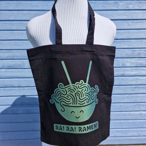 Sac en coton imprimé sac fourre-tout sac à provisions sac en lin noir coloré longue poignée motif fait main kawaii métallique anime