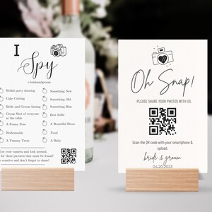 Minimalist Wedding Photo Sign Share Wedding Photos Wedding Qr Code Capture The Love Oh Snap Wedding Social Media I Spy Wedding Game Bundle