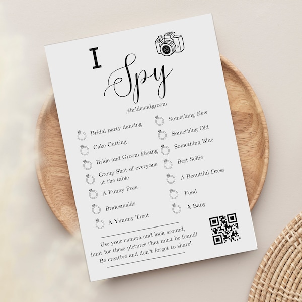 I Spy Wedding Game Photo Game Capture The Love Wedding Game Card Minimalist Wedding Photo Hunt Game Wedding Qr Code Sign I Spy Photo Hunt