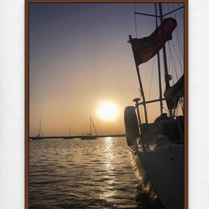 Sailboat at Sunset - Tranquil Nautical Photography Print with Golden Reflections