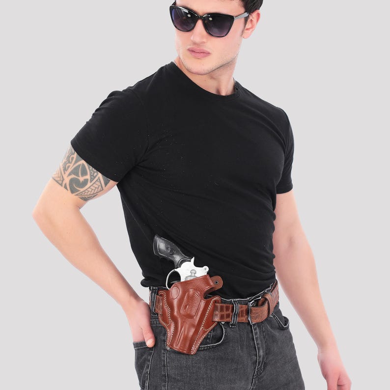 Custom Ruger SP101 Holster 3 inch / Handmade Leather OWB Revolver Holster / Fits Smith & Wesson J Frame / Concealed Carry Holster
