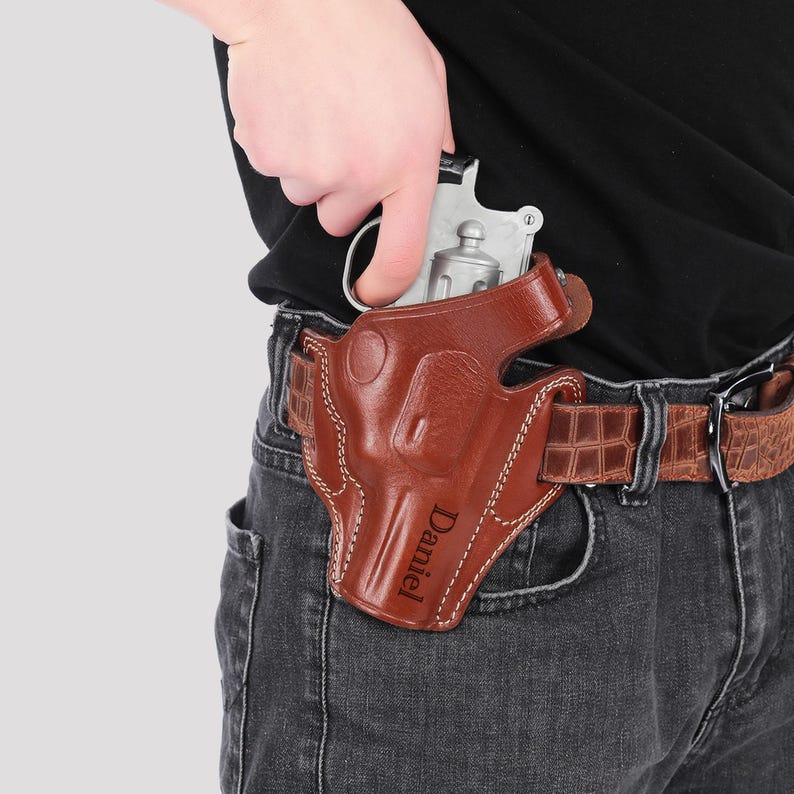 Custom Ruger SP101 Holster 3 inch / Handmade Leather OWB Revolver Holster / Fits Smith & Wesson J Frame / Concealed Carry Holster