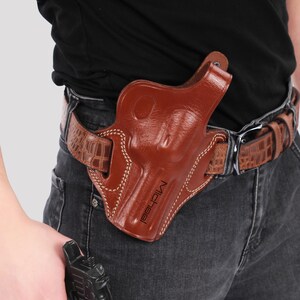 Personalized Leather OWB Holster for Ruger GP100 4" Revolver / Premium Calf Leather Gun Holster / Belt Carry / Concealed Carry Holster