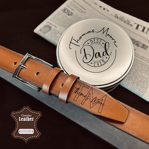 PERSONALIZED GENUINE LEATHER Belt - Gift For Boyfriend - Groomsman Gift - Custom Father’s Day Gift For Husband