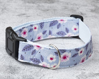 Hand-sewn dog collar floral pattern