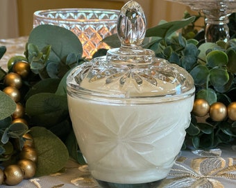 Vintage Anchor Hocking Star of David Candy Dish Candle, Unique Candle, Mother&#39;s Day Gift, Housewarming Gift, Wedding Gift, Anniversary Gift