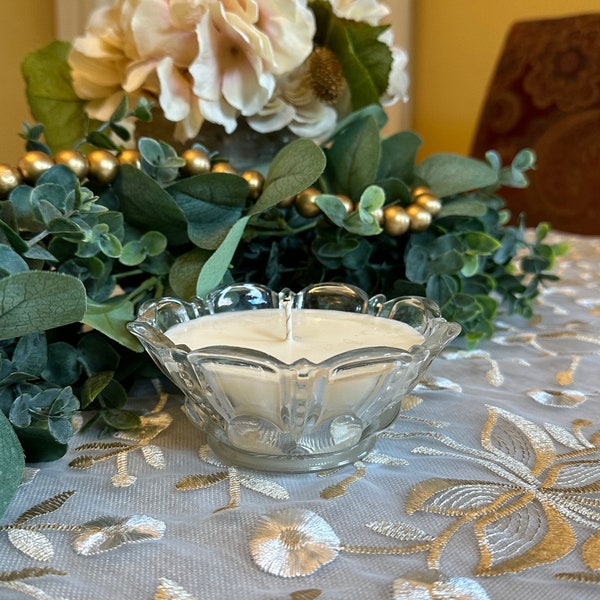 Vintage Flower Bowl, Unique Candle, Housewarming Gift, Wedding Gift, Anniversary Gift