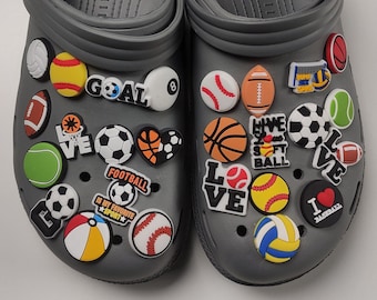 Sports Croc Charms for Foam Clogs Crocs Sandals, Video Game Charms, Sports Lover Charms, PVC Rubber Charms, Sports Jibbitz, Croc Accessories