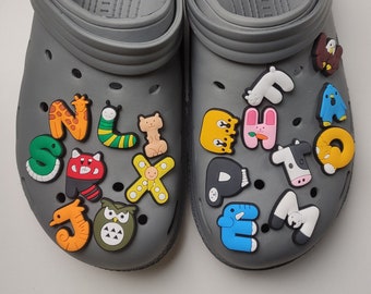 Alphabet Crocs Charms Pins Badges, Animal Alphabets Charms for Crocs crocs Sandals, Cute Alphabet Shoe Charms, Fun Kids Accessory for Crocs