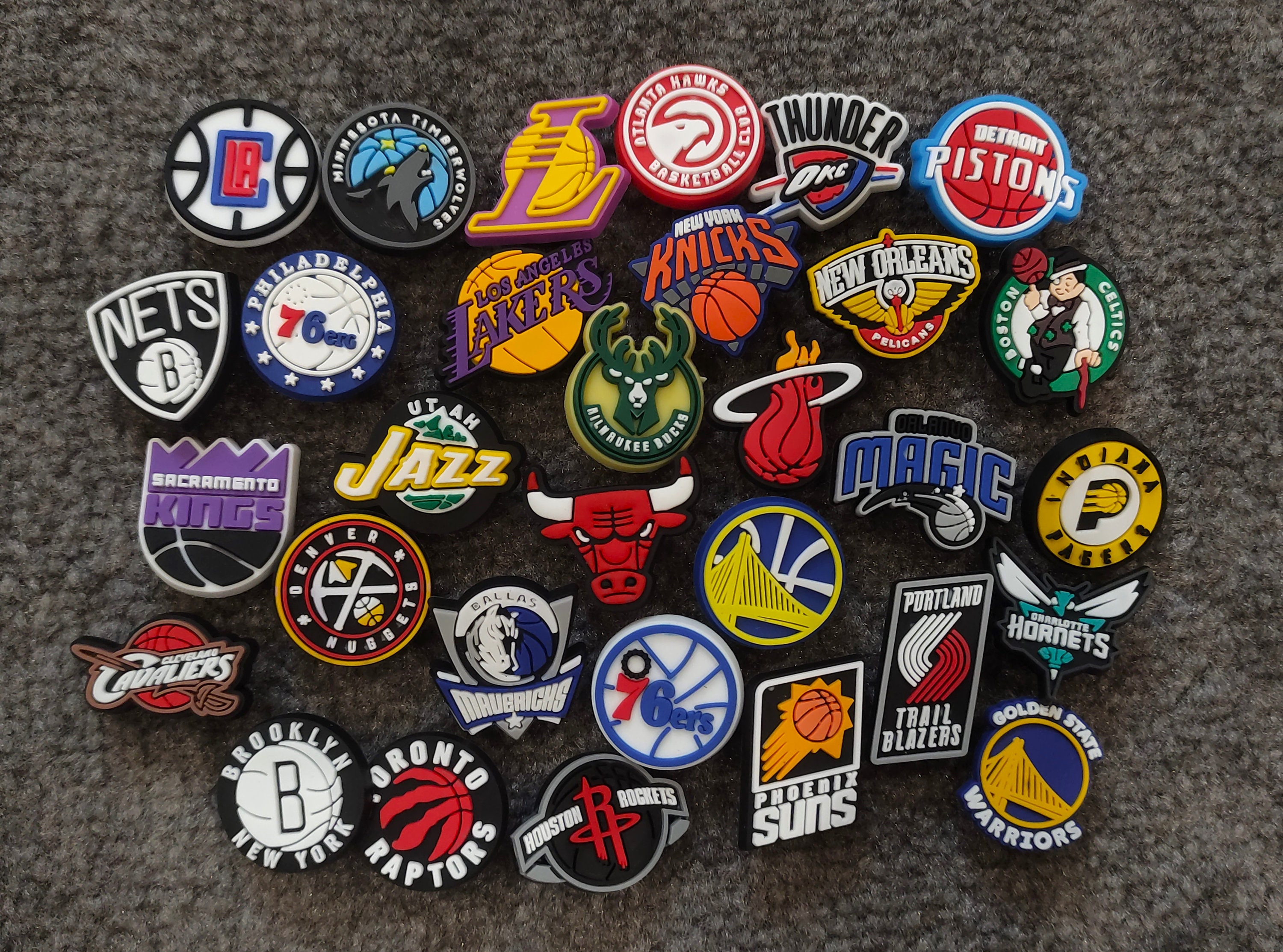 Basketball Croc Charms Pins Badges, Basketball NBA Sports Teams Logos ...