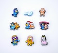 Blue Cartoon Dog Jibbitz Charms - Australian Kids Cartoon Bluey Bingo Bandit - Blue Dog Character Charms Accessory for Crocs - Birthday Gift product logo