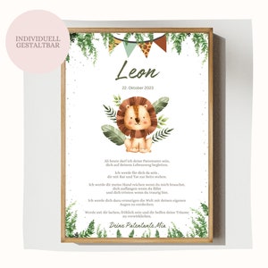 Digitaler Patenbrief "Leon" - Taufbrief - Geschenk für das Patenkind-personalisiert-Taufgeschenk
