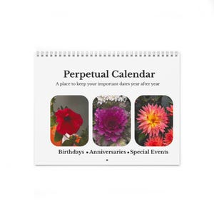 Printed Spiral-Bound Perpetual Birthday and Anniversary Calendar | Undated Monthly Planner 画像 1