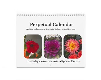 Printed Spiral-Bound Perpetual Birthday and Anniversary Calendar | Undated Monthly Planner