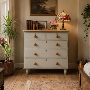 Antique Victorian pine chest of drawers commode | painted Victorian dresser | rustic bedroom cabinet