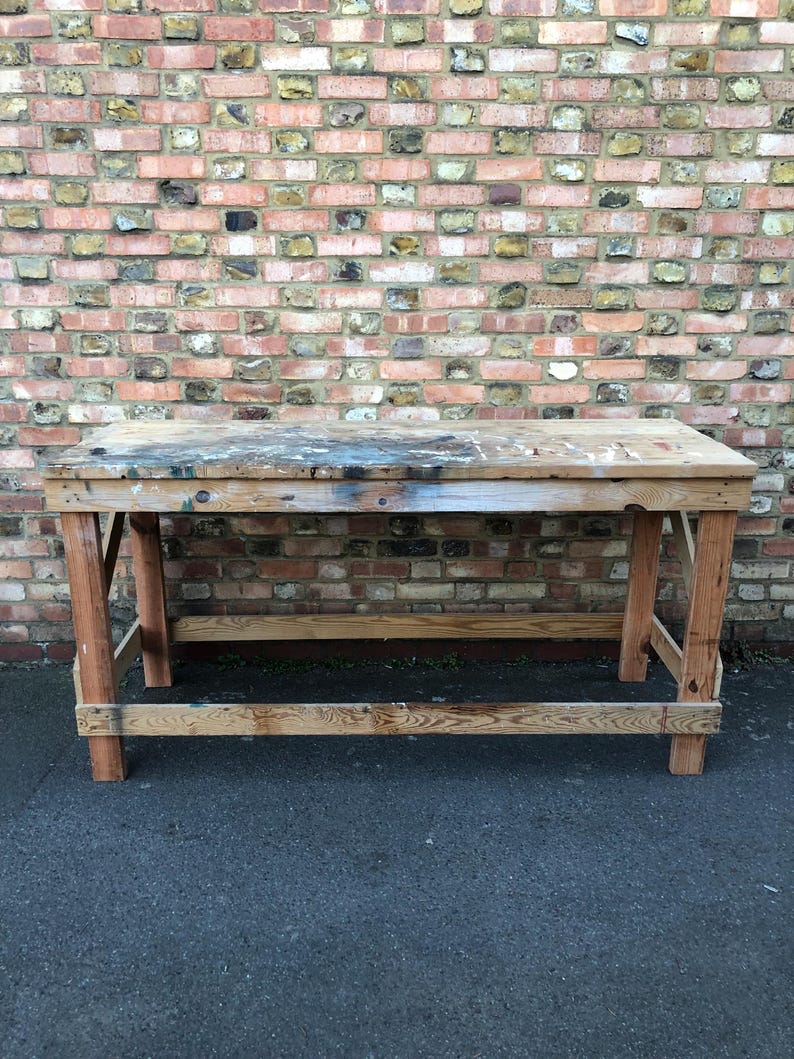 Rustic Timber Workbench Vintage Solid Wood Workbench | Rustic Workstation, Garden, Workshop ...