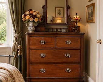 Antique Victorian mahogany dressing table with mirror | chest of drawers | dresser