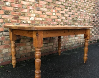 Vintage rustic solid pine farmhouse dining kitchen table