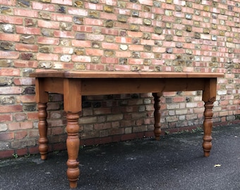 Vintage rustic solid pine farmhouse dining kitchen table