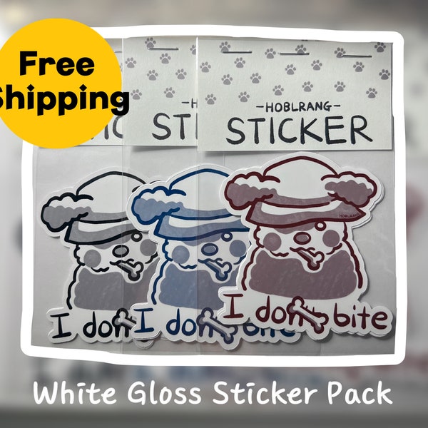 Cool Puppy I do— bite Sticker Pack | Sticker Set | Funny Stickers | Diary Stickers | Laptop | Notebook Stickers | White Gloss Stickers