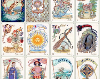 Lenormand Oracle by Alexander Daniloff - author divination cards, medieval style, signed edition