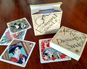 IN DRAGONFLY SHADE Lenormand Oracle by Alexander Daniloff, author's divination cards, in Japanese painting style