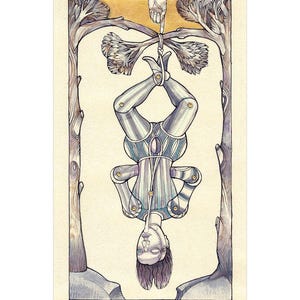 El Colgado - Arte del Tarot - Ilustración original del Tarot, arte simbólico de estilo medieval