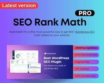 Plugin SEO Rank Math Pro per WordPress / Aggiornamenti a vita / Miglior plugin SEO WordPress / GPL / Ultima versione / RankMath Pro