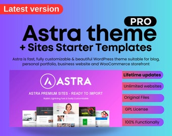 Astra Pro Add-on + Premium Sites-startsjablonen | Levenslange updates | GPL | Nieuwste versies