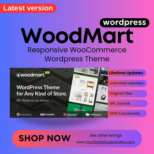 WoodMart - Responsive WooCommerce Wordpress Theme | Lifetime Updates | Best WordPress Woocommerce | GPL | Latest Version | Woodmart