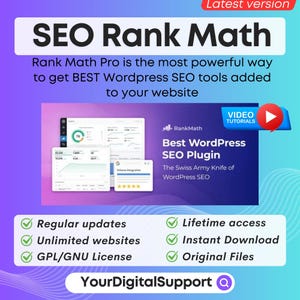 Rank Math Pro SEO plugin WordPress | Best WordPress SEO Plugin | Lifetime Updates | GPL | Latest Version | RankMath Pro
