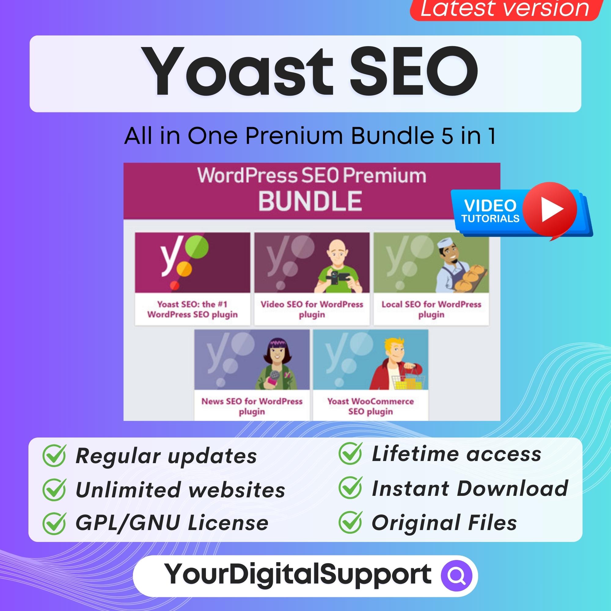 Yoast SEO Bundle | Best SEO Plugin with 4 Addons | Seo Wordpress Plugin | Lifetime Updates | GPL | Latest Versions