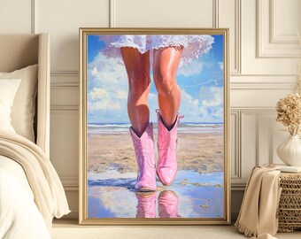 Trendy coastal cowgirl wall art Pink Cowgirl Prints Country Aesthetic Cowgirl Wall Art Trendy Cowgirl Digital Art  Pink Cowgirl Wall art