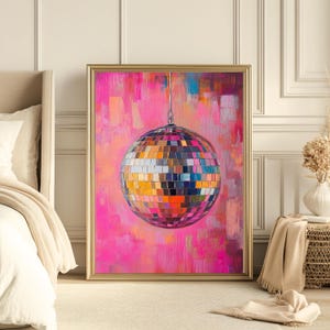 Disco Ball Wall Art Aesthetic Printable Wall Art Disco Wall Disco Ball Painting  Printable Aesthetic Wall Art For Home  Pink Disco Ball  Art