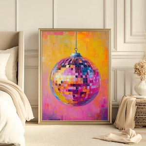 Disco Ball Wall Art Aesthetic Printable Wall Art Disco Wall Disco Ball Painting  Printable Aesthetic Wall Art For Home  Pink Disco Ball  Art