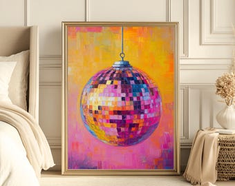 Disco Ball Wall Art Aesthetic Printable Wall Art Disco Wall Disco Ball Painting  Printable Aesthetic Wall Art For Home  Pink Disco Ball  Art