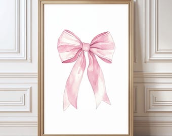 Coquette Bow wall art  Pink bow Print  Aesthetic Wall Art  Preppy Wall Art Coquette Room Decor Nursery Wall Art Vintage Bow Nursery Wall Art