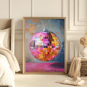 Disco Ball Wall Art Aesthetic Wall Art For Home Aesthetic Printable Wall Art Disco Wall Disco Ball Painting  Printable  Pink Disco Ball  Art