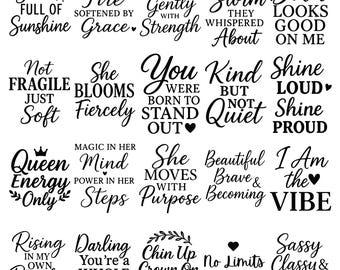 Motivational SVG Bundle for Women, Self Love Quote SVG, Feminine Cricut Cut Files, Positive Affirmation SVG, Shirt Designs ng