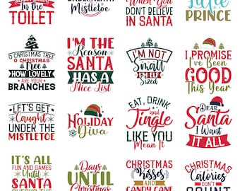 Ensemble père Noël SVG : cliparts de Noël pour Cricut, Silhouette (téléchargement numérique)