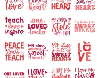 Valentine Teacher PNG Bundle | Teacher Valentine Clipart | Classroom Valentine Designs | School Love PNG | Instant Download